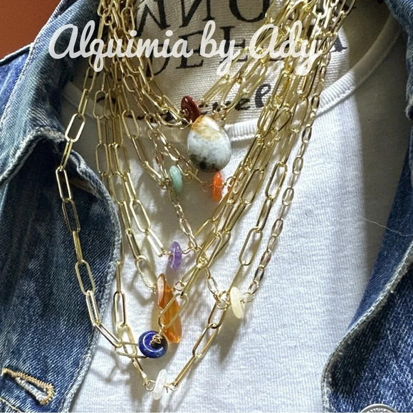 COPY - Bumblebee jasper pendant chunky maxi curb link chain adjustable necklace - Picture 3 of 7